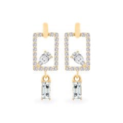 Hoa tai vàng vàng 14K gắn đá CZ DOJI AFEK000690F1CZ1