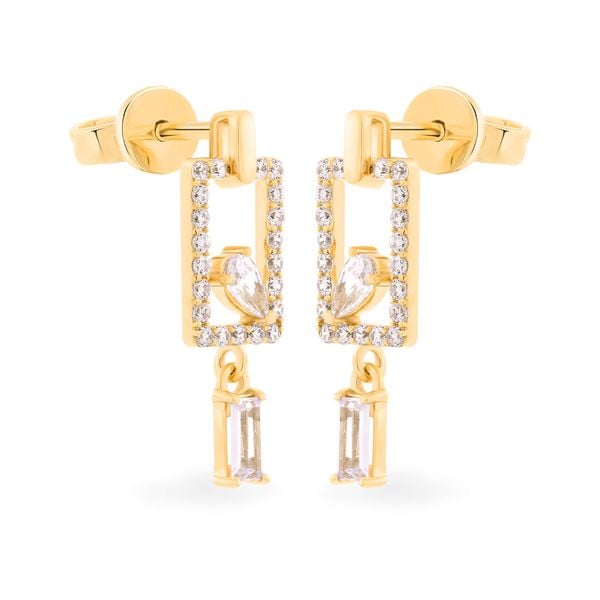 Hoa tai vàng vàng 14K gắn đá CZ DOJI AFEK000690F1CZ1