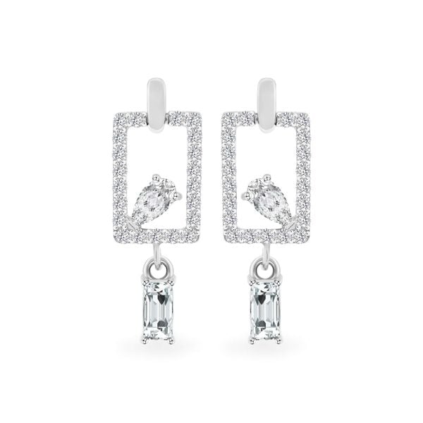 Hoa tai vàng trắng 14K gắn đá CZ DOJI AFEK000690F2CZ1