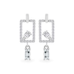 Hoa tai vàng trắng 14K gắn đá CZ DOJI AFEK000690F2CZ1