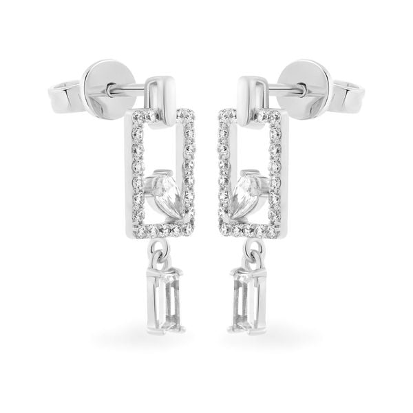 Hoa tai vàng trắng 14K gắn đá CZ DOJI AFEK000690F2CZ1