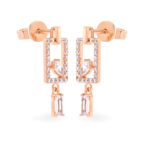 Hoa tai vàng hồng 14K gắn đá CZ DOJI AFEK000690F3CZ1