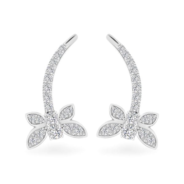 Hoa tai vàng trắng 14K gắn đá CZ DOJI AFEK000693F2CZ1