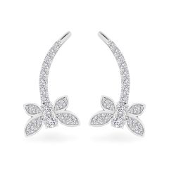 Hoa tai vàng trắng 14K gắn đá CZ DOJI AFEK000693F2CZ1