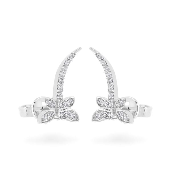 Hoa tai vàng trắng 14K gắn đá CZ DOJI AFEK000693F2CZ1
