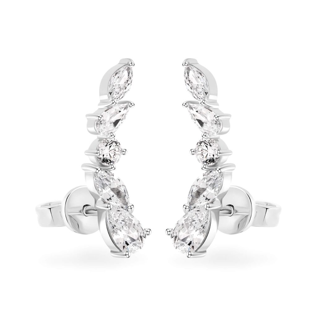 Hoa tai vàng trắng 14K gắn đá CZ DOJI AFEK000694F2CZ1 