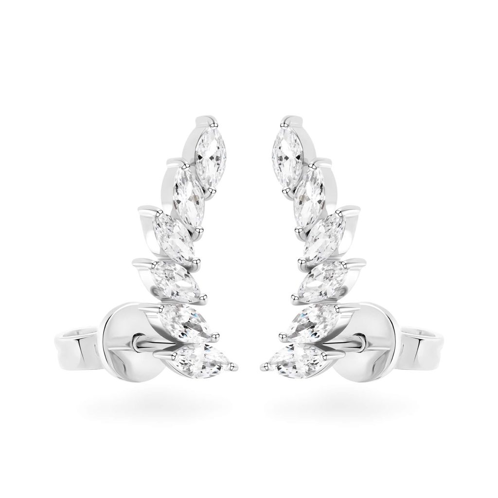 Hoa tai vàng trắng 14K gắn đá CZ DOJI AFEK000695F2CZ1 