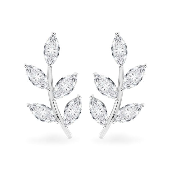 Hoa tai vàng trắng 14K gắn đá CZ DOJI AFEK000696F2CZ1
