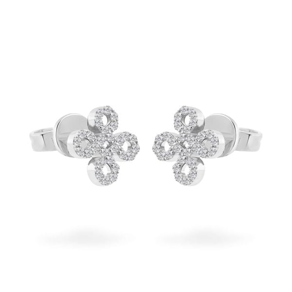 Hoa tai vàng trắng 14K gắn đá CZ DOJI AFEK000700F2CZ1