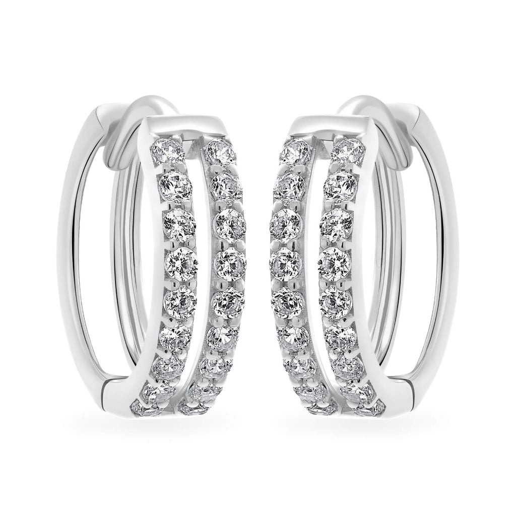 Hoa tai vàng trắng 14K gắn đá CZ DOJI AFEK000729F2CZ1 