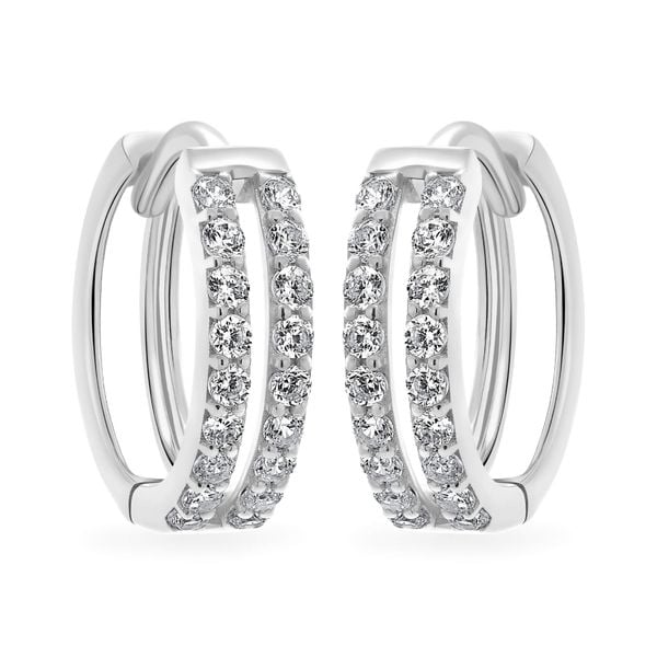 Hoa tai vàng trắng 14K gắn đá CZ DOJI AFEK000729F2CZ1