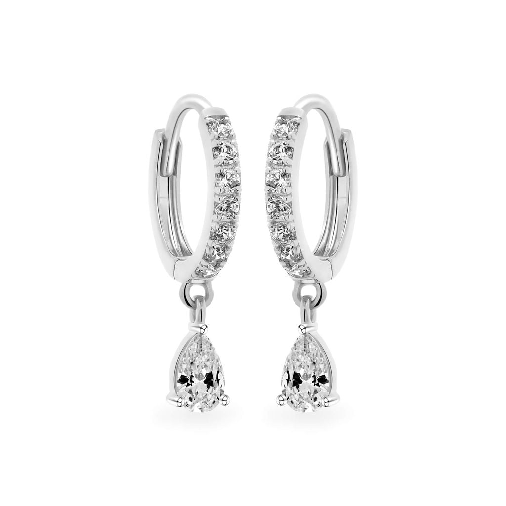 Hoa tai vàng trắng 14K gắn đá CZ DOJI AFEK000731F2CZ1 