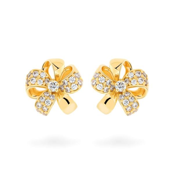 Hoa tai vàng vàng 18K gắn đá CZ DOJI AFEM000473D1CZ1