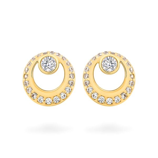 Hoa tai vàng vàng 18K gắn đá CZ DOJI AFEM000487D1CZ1