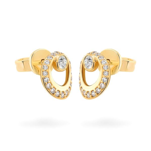 Hoa tai vàng vàng 18K gắn đá CZ DOJI AFEM000487D1CZ1