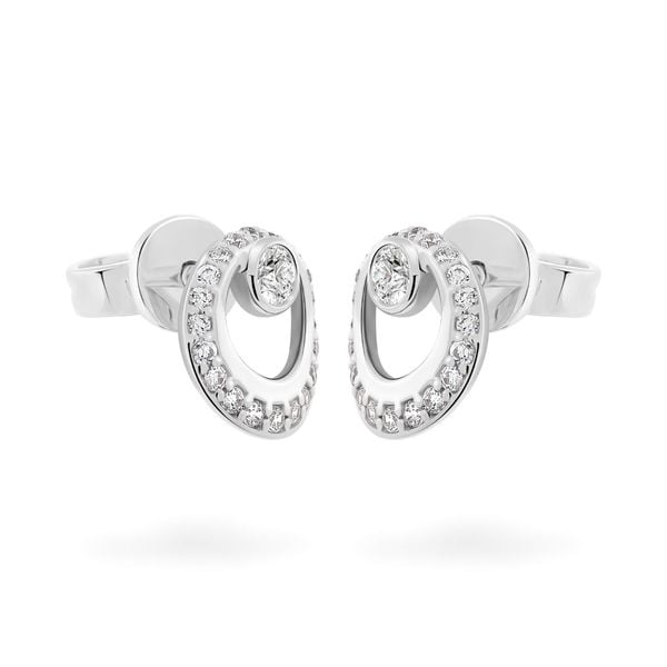 Hoa tai vàng trắng 18K gắn đá CZ DOJI AFEM000487D2CZ1