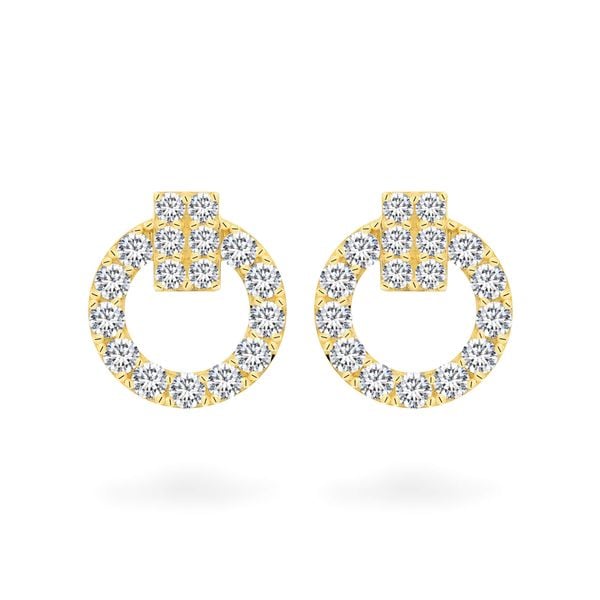 Hoa tai vàng vàng 18K gắn đá CZ DOJI AFEM001090D1CZ1