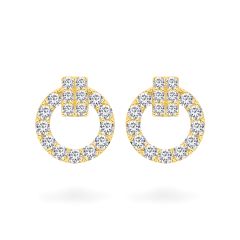 Hoa tai vàng vàng 18K gắn đá CZ DOJI AFEM001090D1CZ1