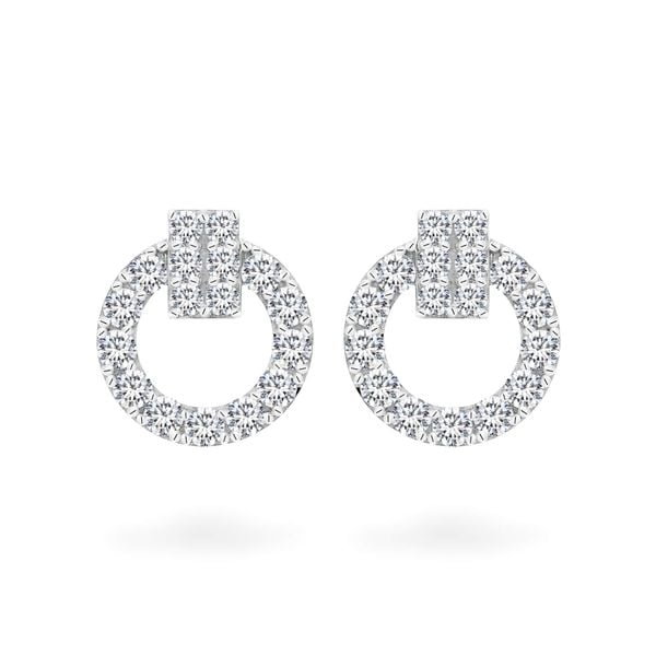 Hoa tai vàng trắng 18K gắn đá CZ DOJI AFEM001090D2CZ1