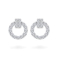 Hoa tai vàng trắng 18K gắn đá CZ DOJI AFEM001090D2CZ1