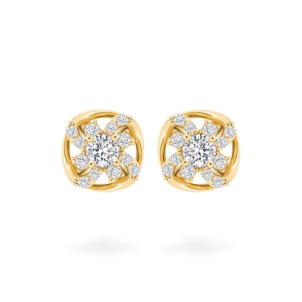 Hoa tai vàng vàng 18K gắn đá CZ DOJI AFEM100444D1CZ1