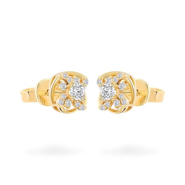 Hoa tai vàng vàng 18K gắn đá CZ DOJI AFEM100444D1CZ1