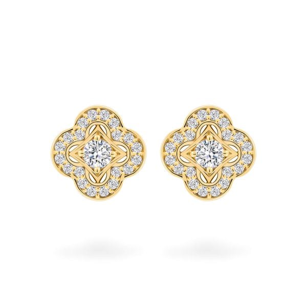 Hoa tai vàng vàng 18K gắn đá CZ DOJI AFEM100471D1CZ1