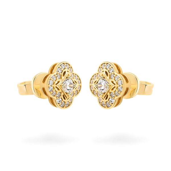 Hoa tai vàng vàng 18K gắn đá CZ DOJI AFEM100471D1CZ1