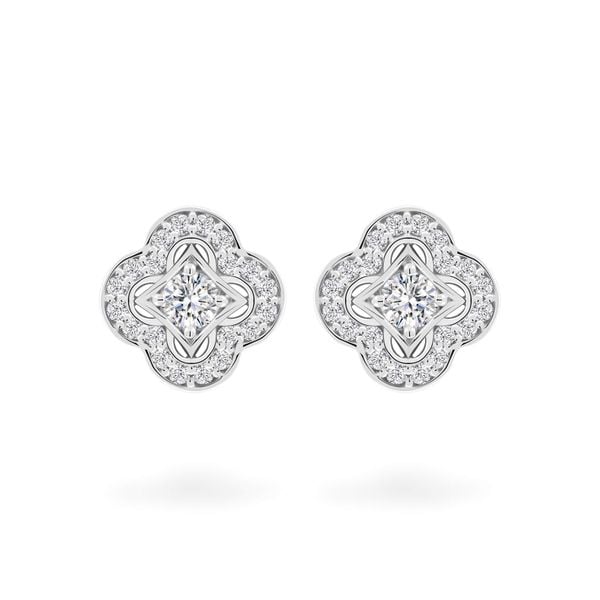 Hoa tai vàng trắng 18K gắn đá CZ DOJI AFEM100471D2CZ1