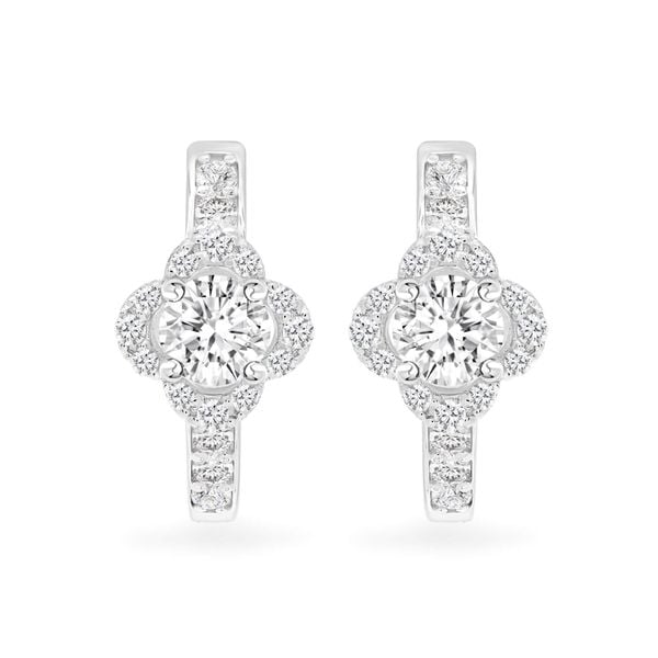 Hoa tai vàng trắng 18K gắn đá CZ DOJI AFEM200163D2CZ1