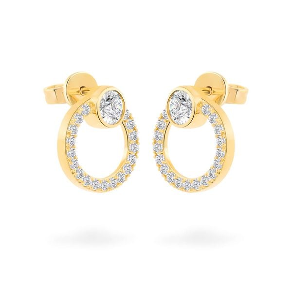 Hoa tai vàng vàng 18K gắn đá CZ DOJI AFEM200234D1CZ1