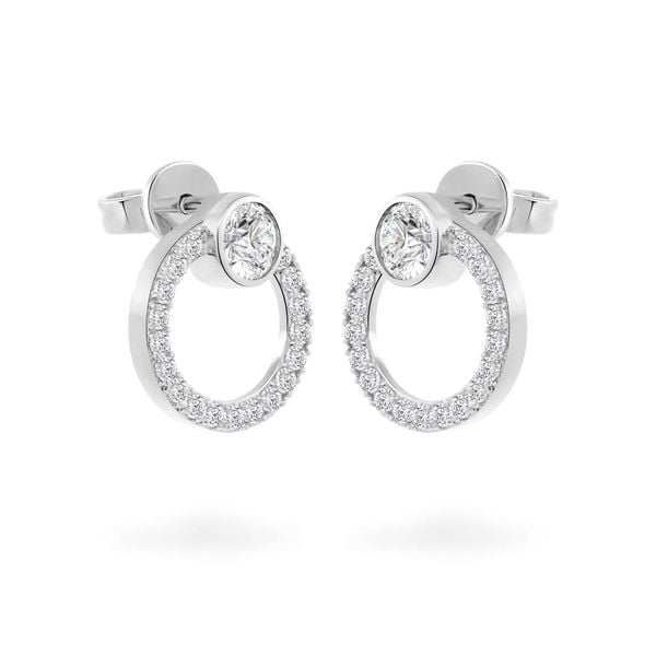 Hoa tai vàng trắng 18K gắn đá CZ DOJI AFEM200234D2CZ1