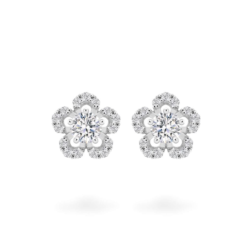 Hoa tai vàng trắng 18K gắn đá CZ DOJI AFEM200447D2CZ1 