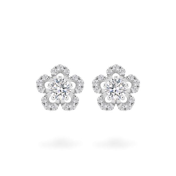 Hoa tai vàng trắng 18K gắn đá CZ DOJI AFEM200447D2CZ1