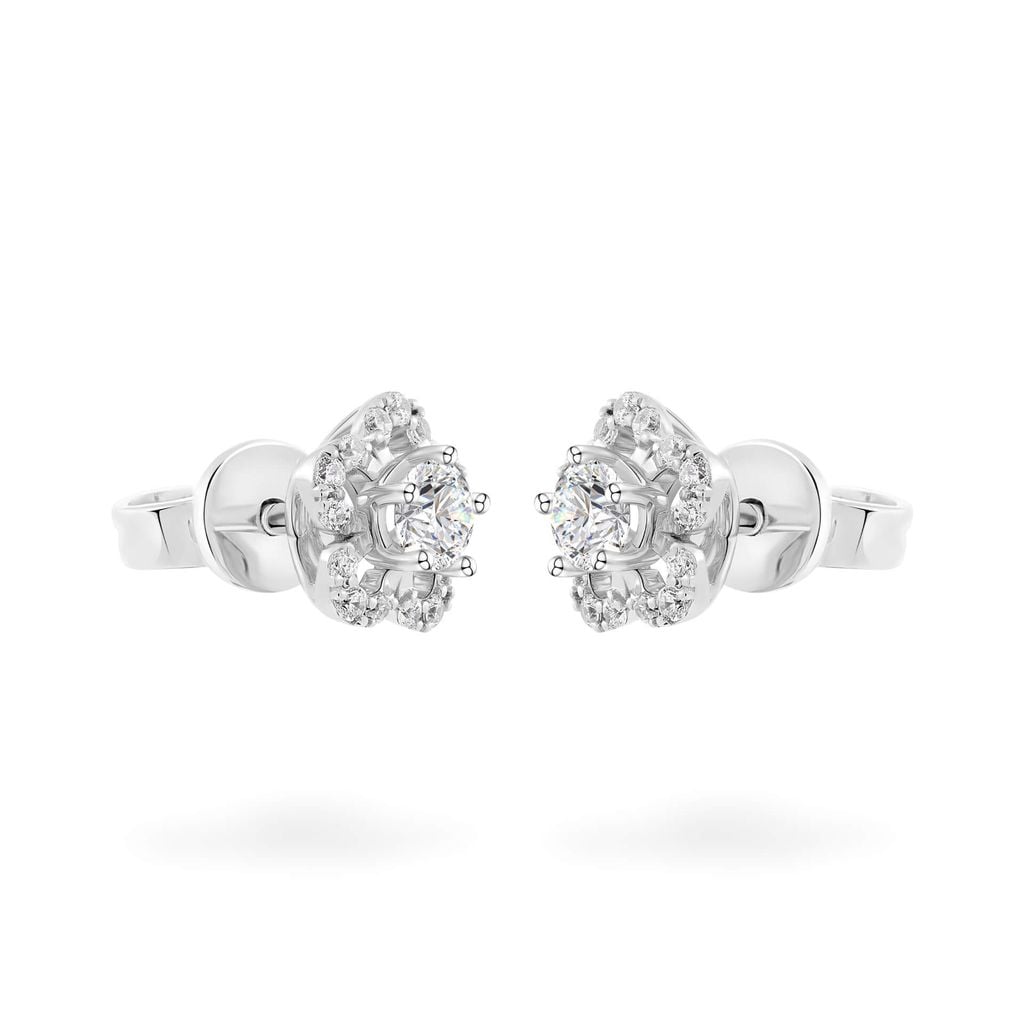 Hoa tai vàng trắng 18K gắn đá CZ DOJI AFEM200447D2CZ1 