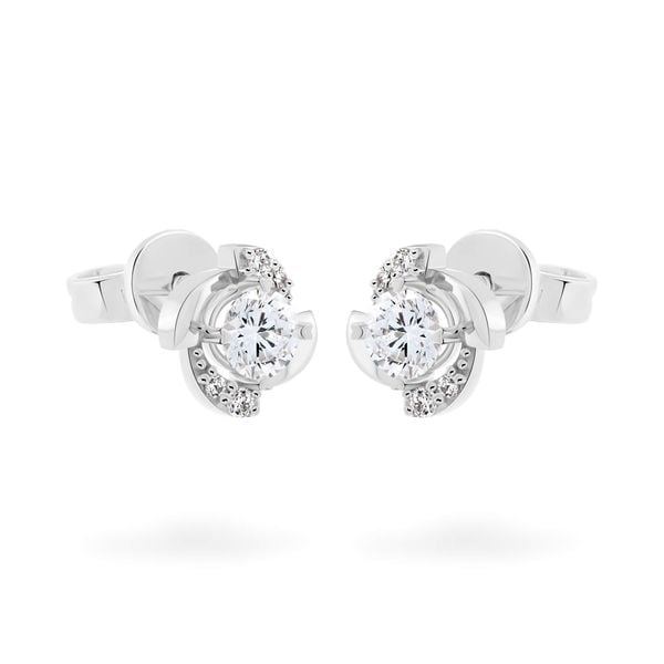 Hoa tai vàng trắng 18K gắn đá CZ DOJI AFEM200474D2CZ1