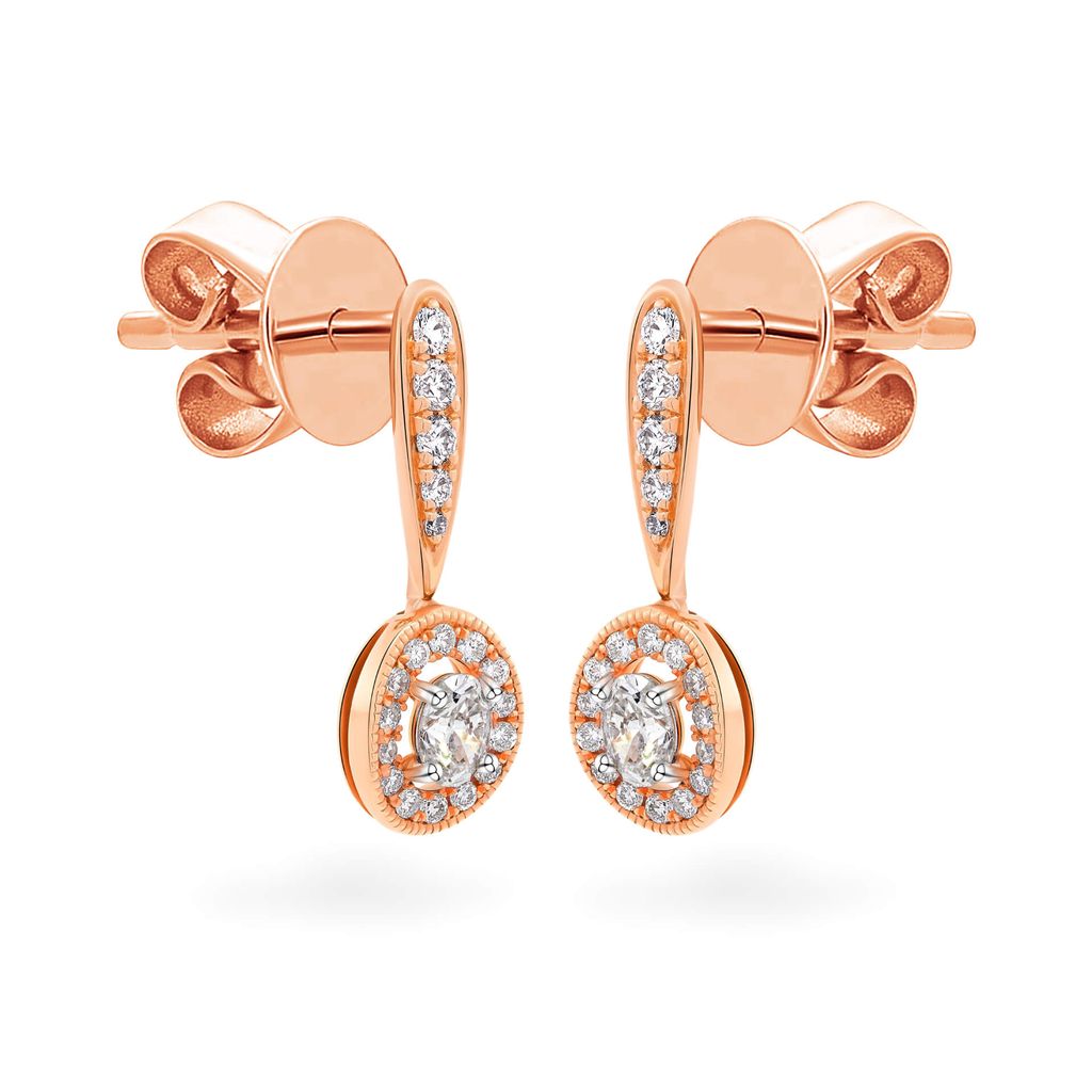 Hoa tai vàng hồng 18K gắn kim cương DOJI AFER000018D3DA1 