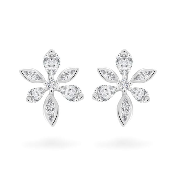 Hoa tai vàng trắng 14K gắn kim cương DOJI AFER000043F2DA1