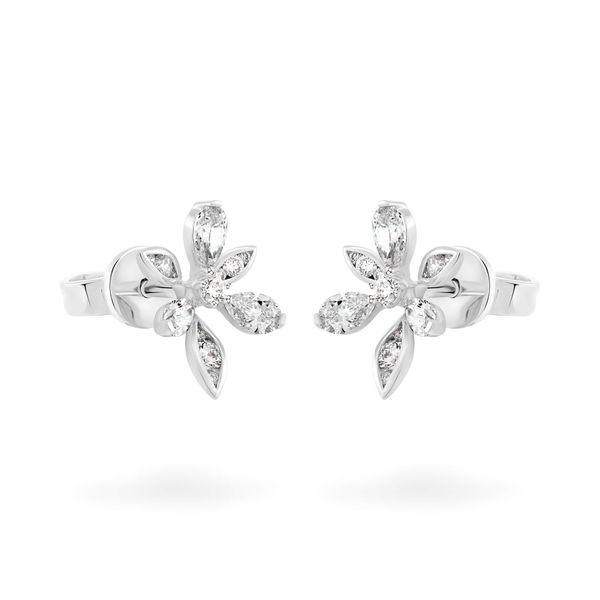 Hoa tai vàng trắng 14K gắn kim cương DOJI AFER000043F2DA1