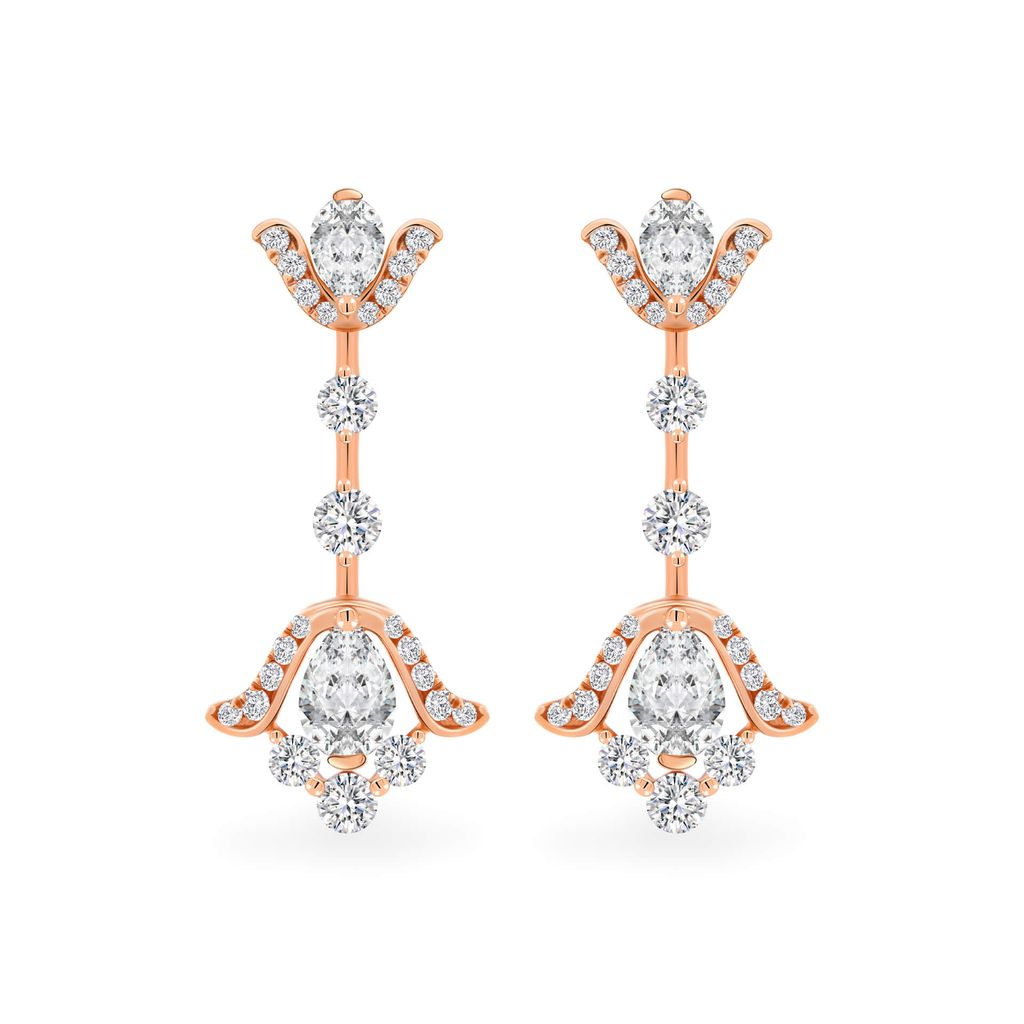 Hoa tai vàng hồng 18K gắn kim cương DOJI AFER000046D3DA1 