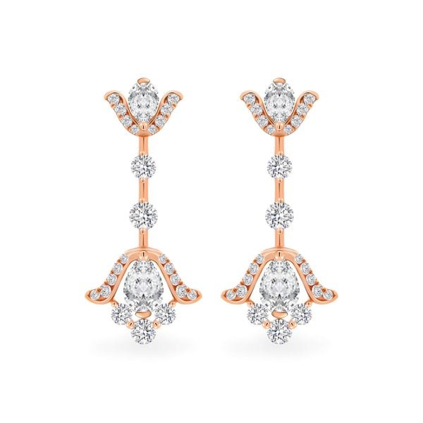 Hoa tai vàng hồng 18K gắn kim cương DOJI AFER000046D3DA1