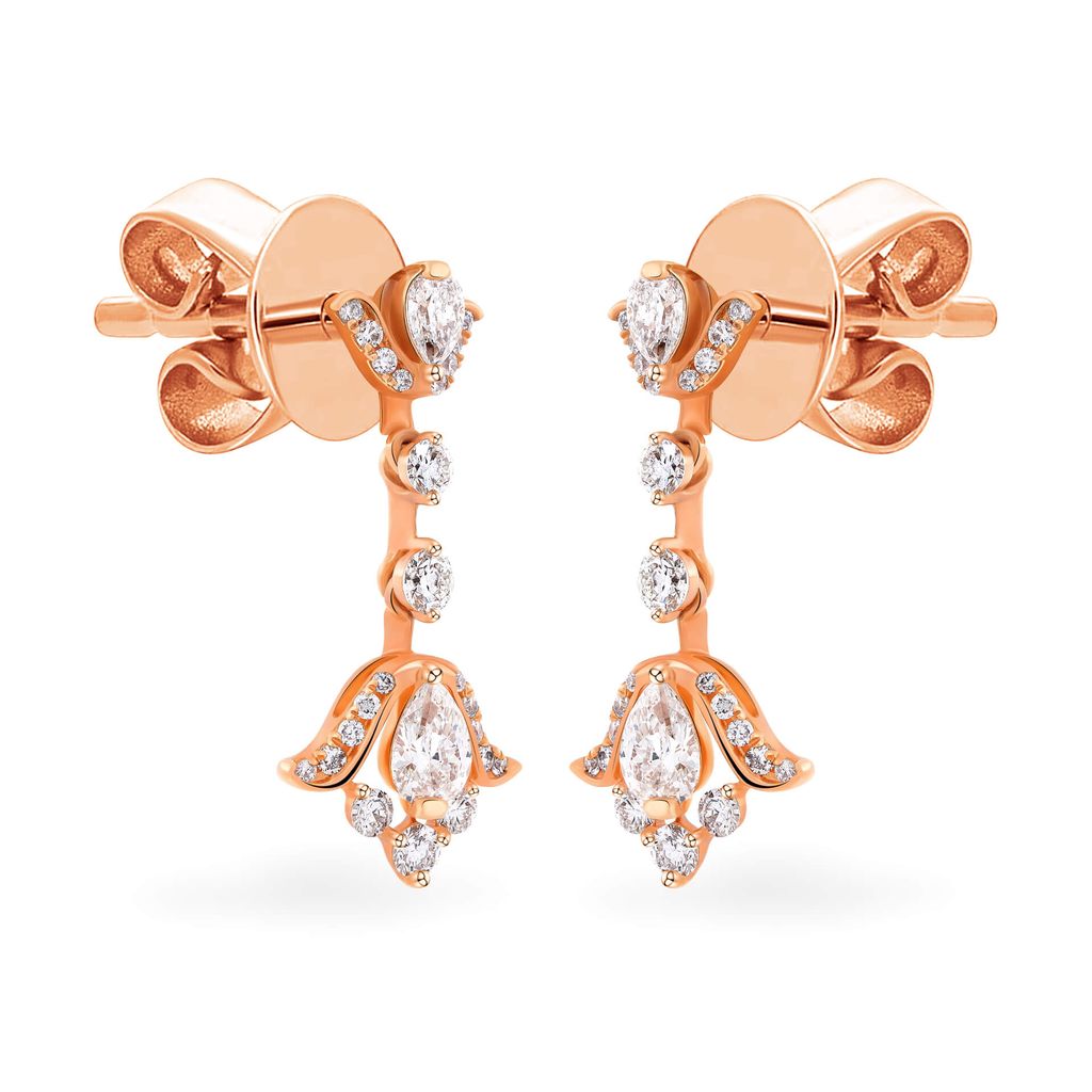 Hoa tai vàng hồng 18K gắn kim cương DOJI AFER000046D3DA1 