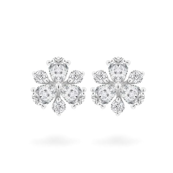 Hoa tai vàng trắng 14K gắn kim cương DOJI AFER000068F2DA1