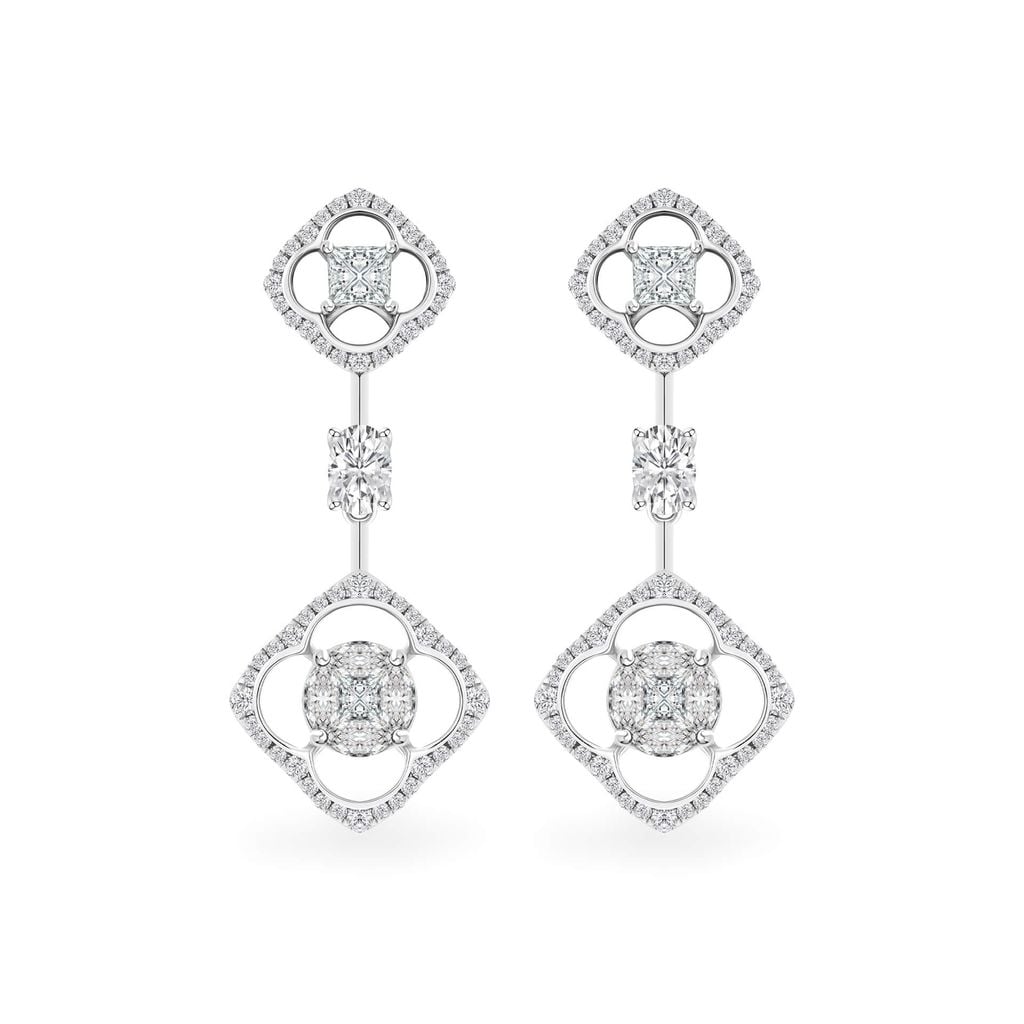 Hoa tai vàng trắng 18K gắn kim cương DOJI AFER000079D2DA1 