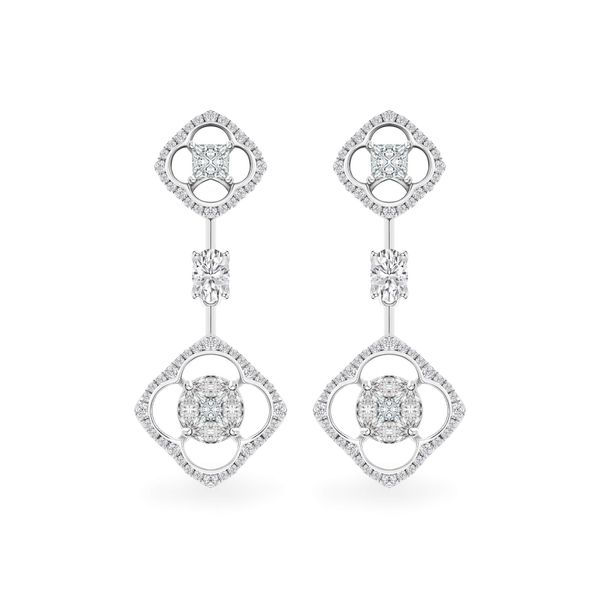 Hoa tai vàng trắng 18K gắn kim cương DOJI AFER000079D2DA1