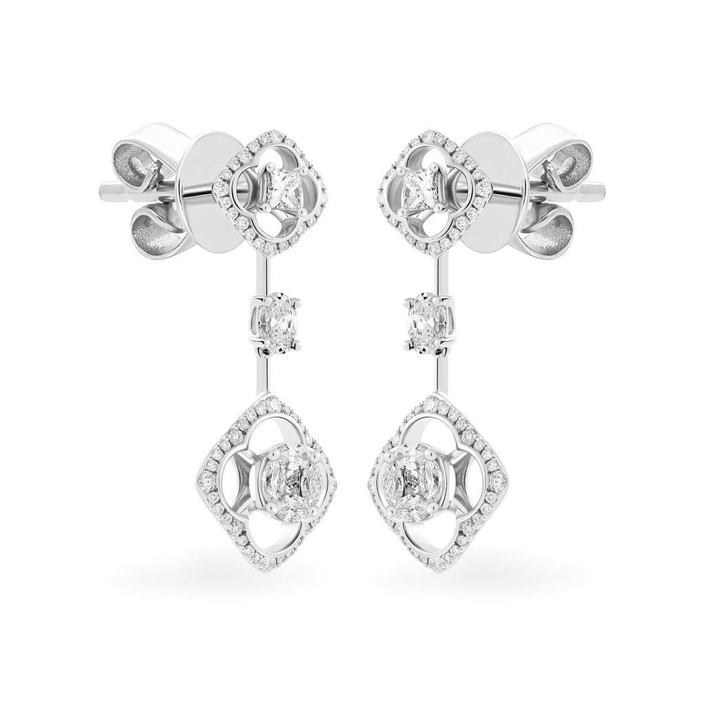 Hoa tai vàng trắng 18K gắn kim cương DOJI AFER000079D2DA1 