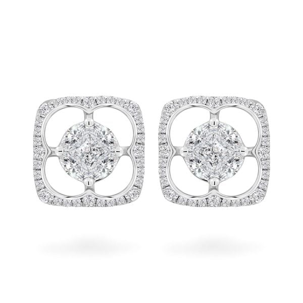 Hoa tai vàng trắng 14K gắn kim cương DOJI AFER000079F2DA1