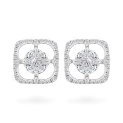 Hoa tai vàng trắng 14K gắn kim cương DOJI AFER000079F2DA1