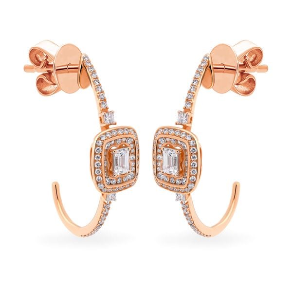 Hoa tai vàng hồng 18K gắn kim cương DOJI AFER000083D3DA1