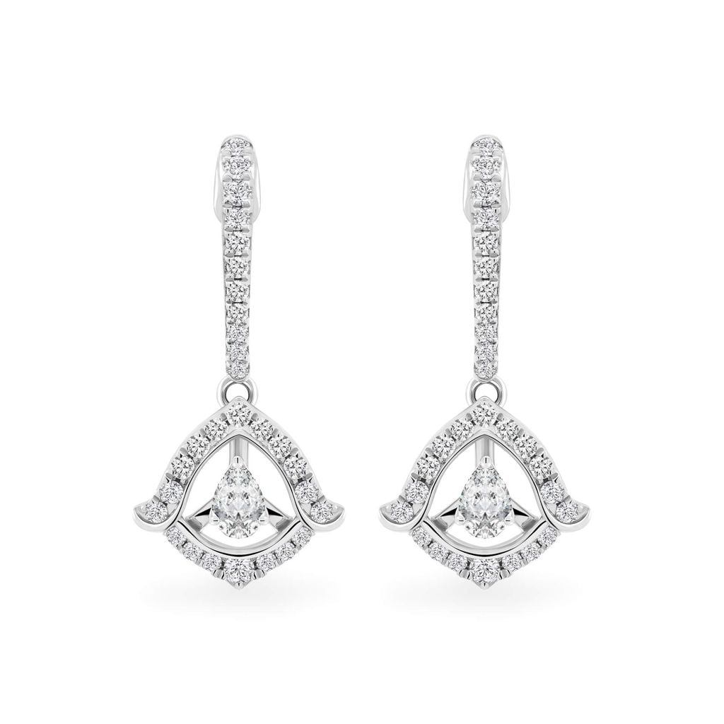 Hoa tai vàng trắng 14K gắn kim cương DOJI AFER000094F2DA1 